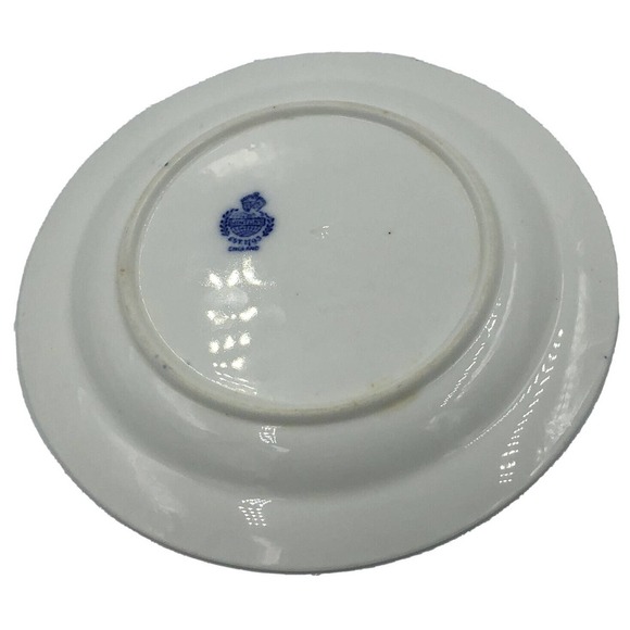 Set Of 2 Minton Saucer Made in England Bone China White Blue Floral Dainty - Picture 4 of 8